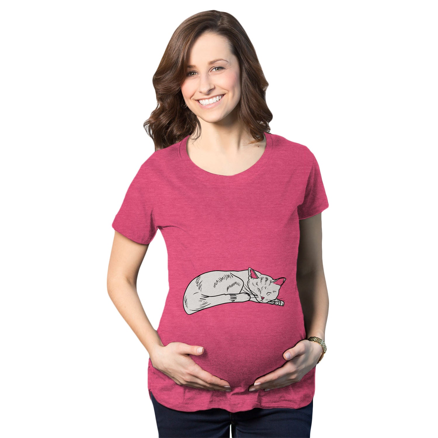 Cat On Baby Bump Maternity T Shirt