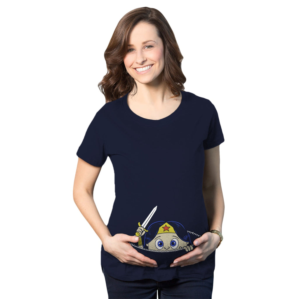 Peeking Captain Warrior Woman Maternity T Shirt
