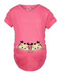 Peeking Twin Girls Maternity T Shirt