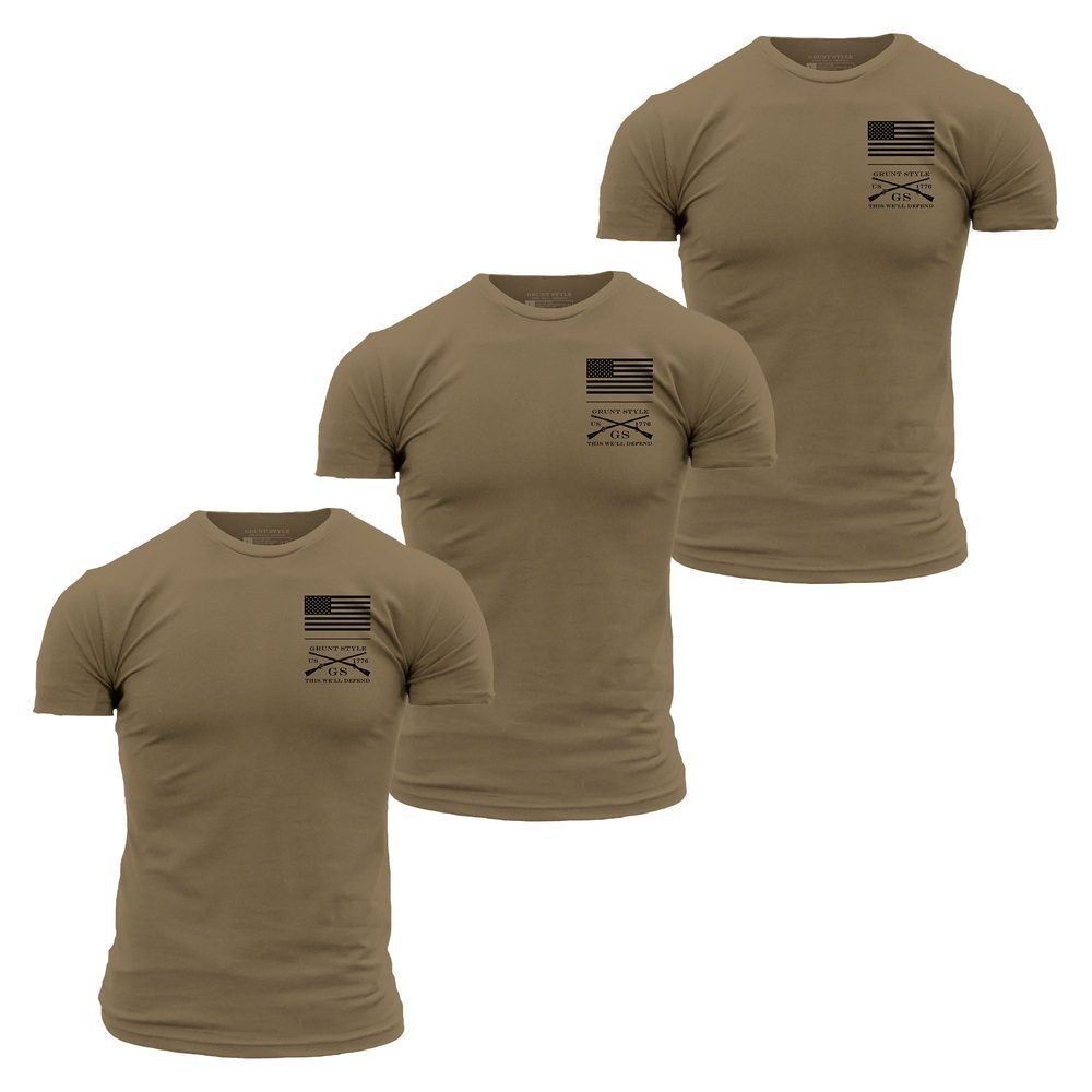 Basic Stacked Logo T-Shirts - 3-Pack - Combat Green
