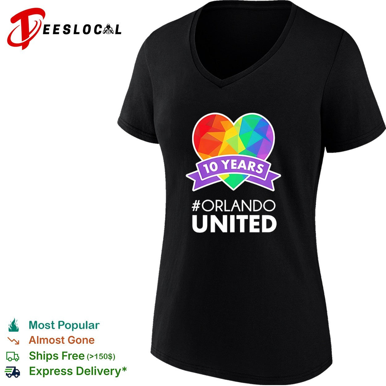 10 Years Orlando United Heart Rainbow Support shirt