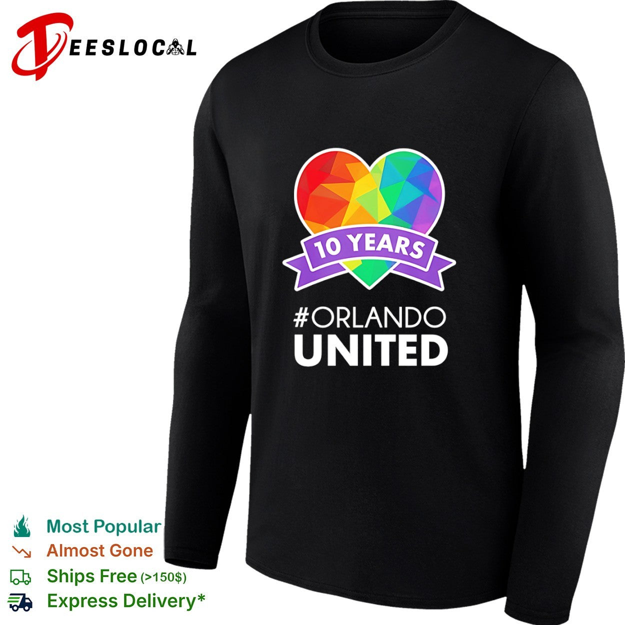 10 Years Orlando United Heart Rainbow Support shirt