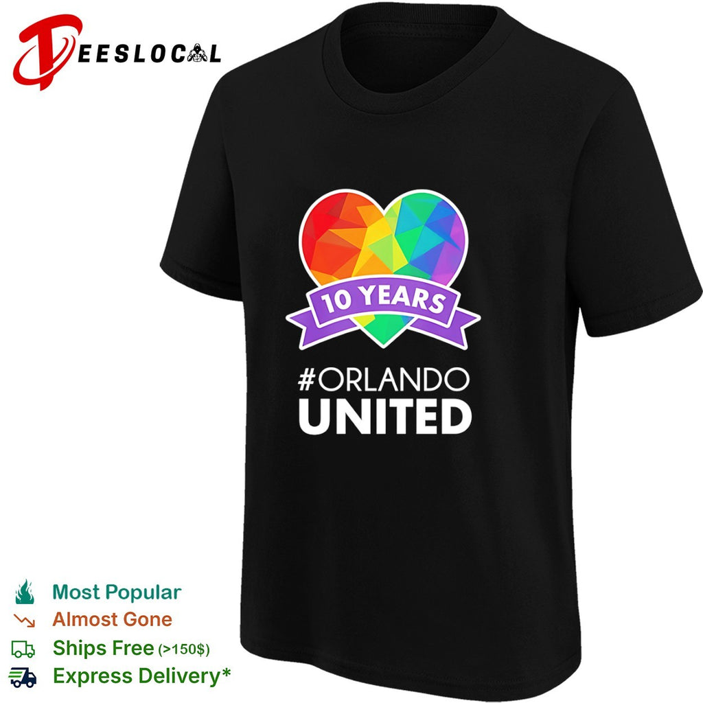 10 Years Orlando United Heart Rainbow Support shirt