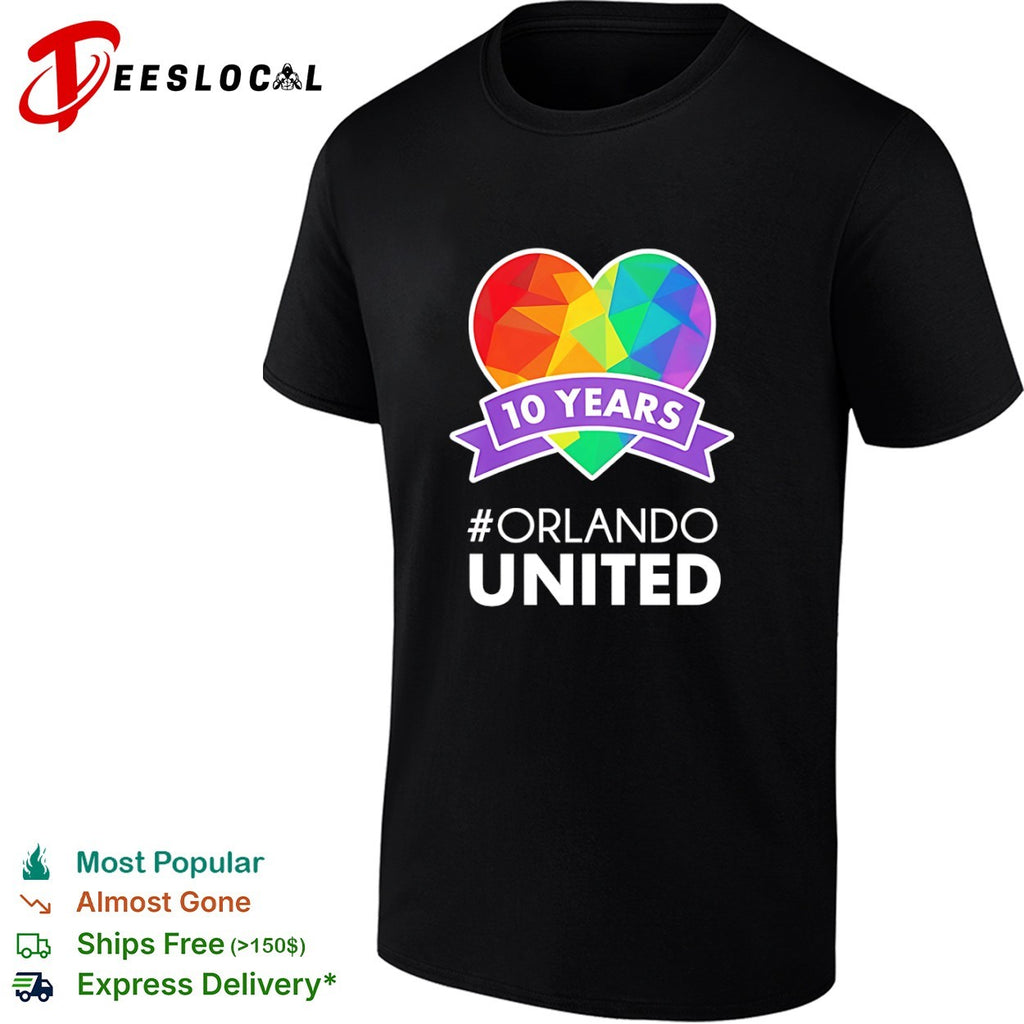 10 Years Orlando United Heart Rainbow Support shirt