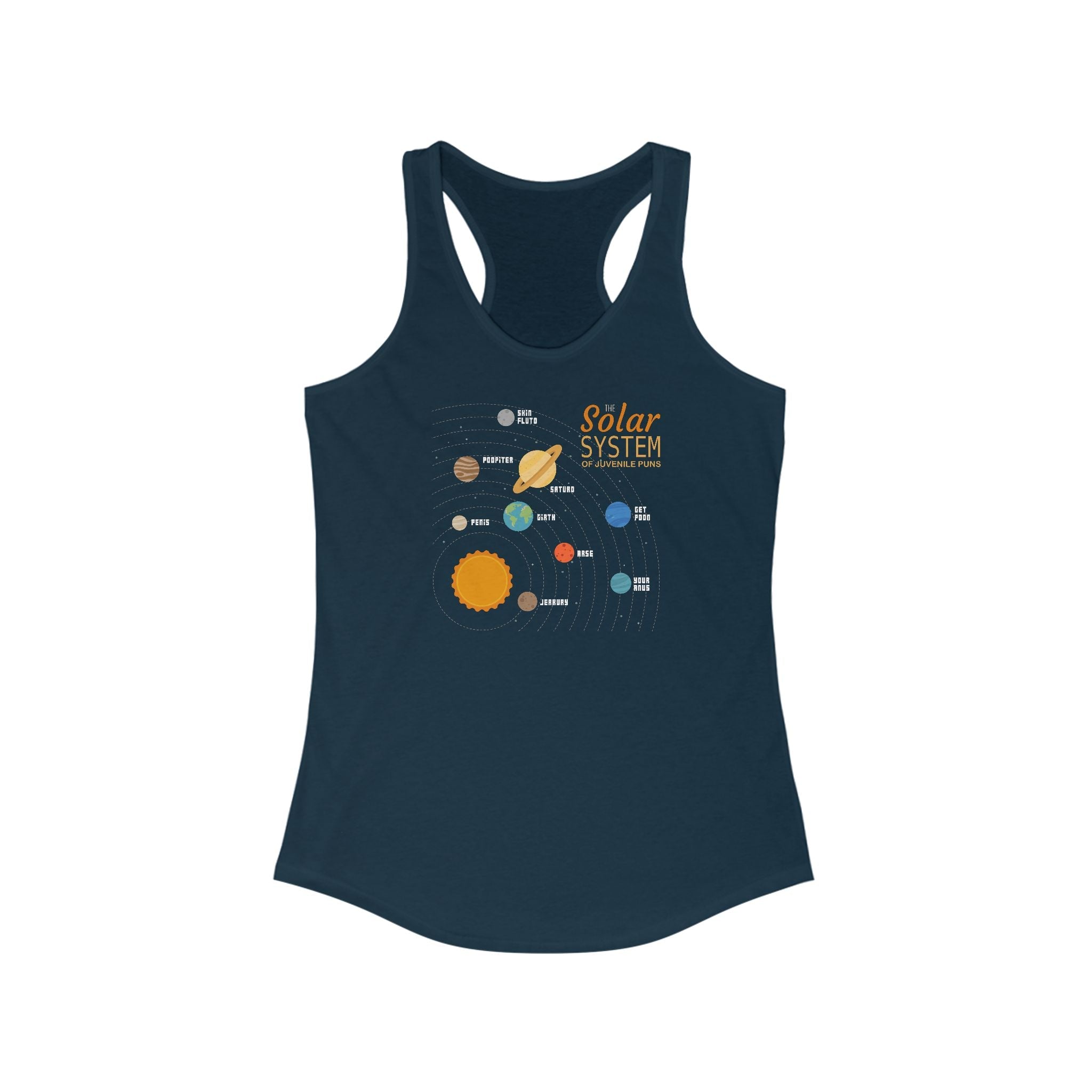 The Solar System Of Juvenile Puns - Women’s Racerback Tank