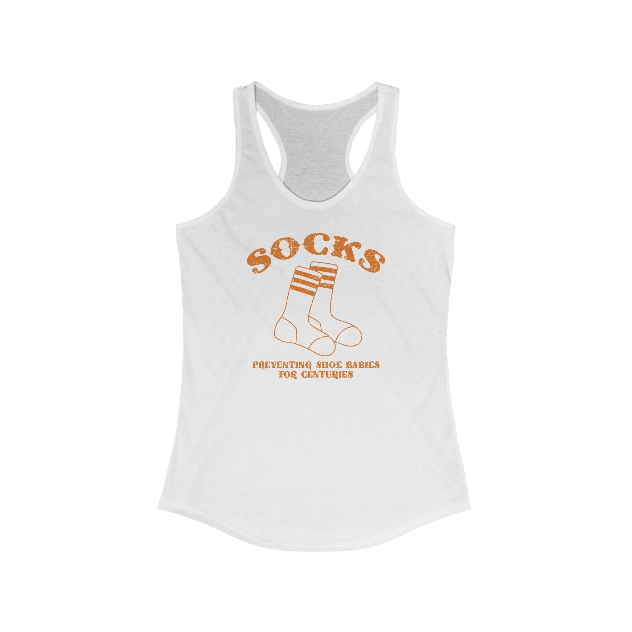 Socks - Preventing Shoe Babies For Centuries  - Women’s Racerback Tank
