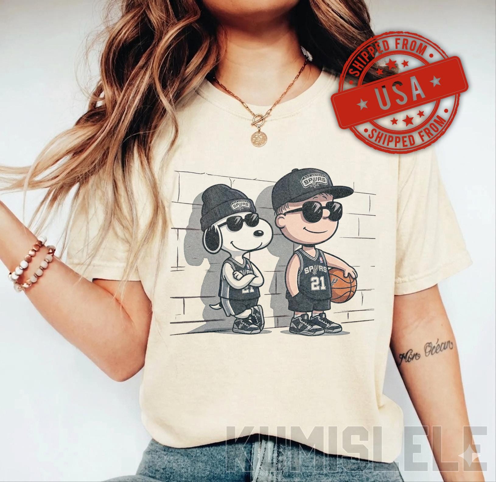 Snoopy Spurs San Antonio Basketball Comfort Colors Vintage Charlie Brown Snoopy Tee Retro Nba Fan Gif (3)
