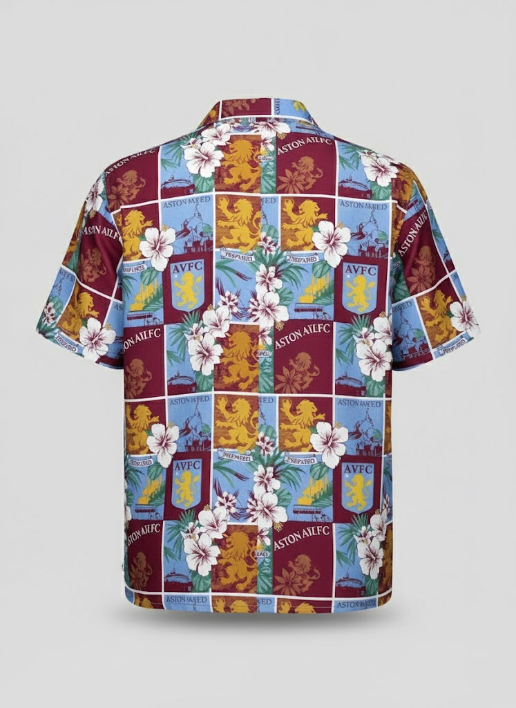 Aston Villa FC Hawaiian Shirt – Tropical Floral Club Crest Button-Up