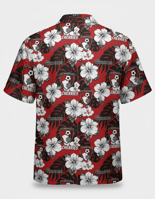 AFC Bournemouth Hawaiian Shirt – Red Hibiscus Floral Cherries Fan Shirt