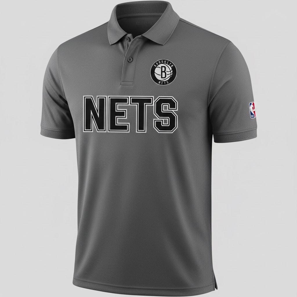 Men’s Brooklyn Nets Polo Shirt – Grey NBA Performance Fan Gear