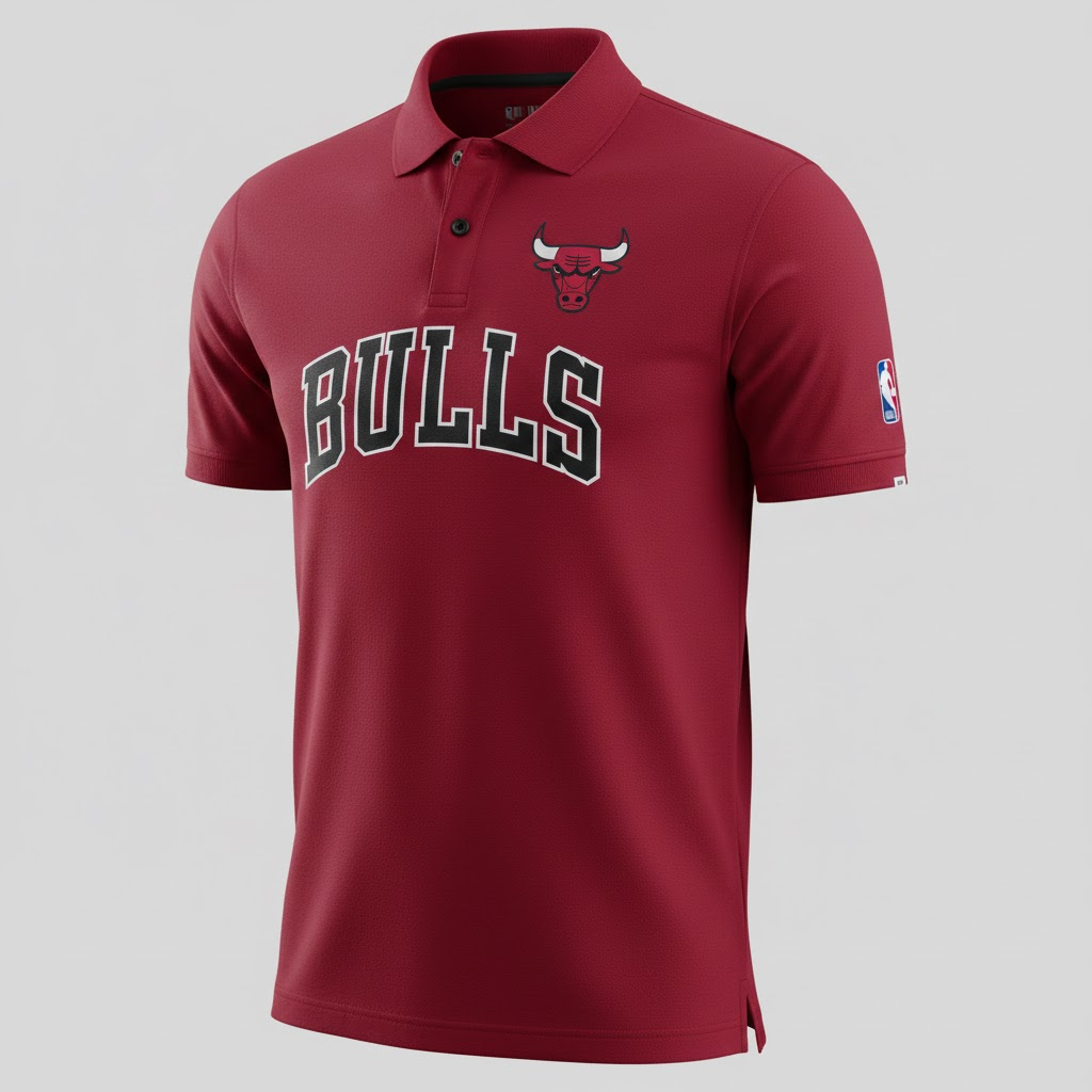Chicago Bulls Polo Shirt – Maroon Red Official NBA Team Fanwear