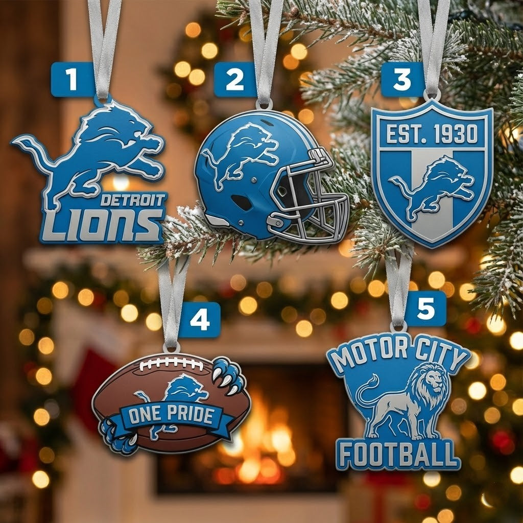 Detroit Lions Christmas Ornaments – Festive Holiday Decorations Set