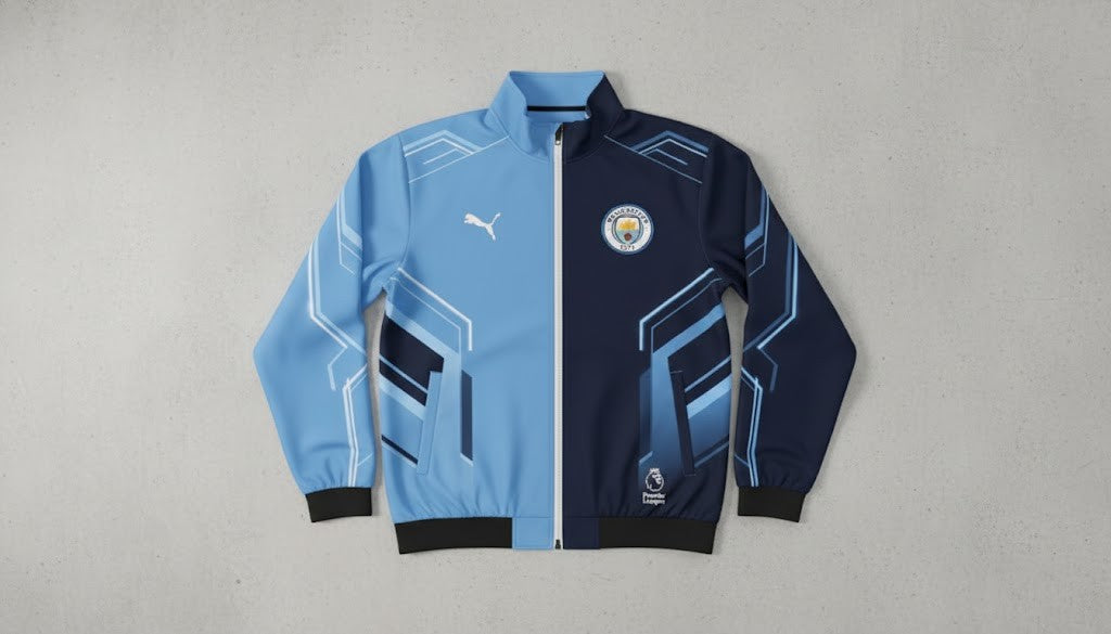 Manchester City Bomber Jacket – Two-Tone Split Design Football Track Top