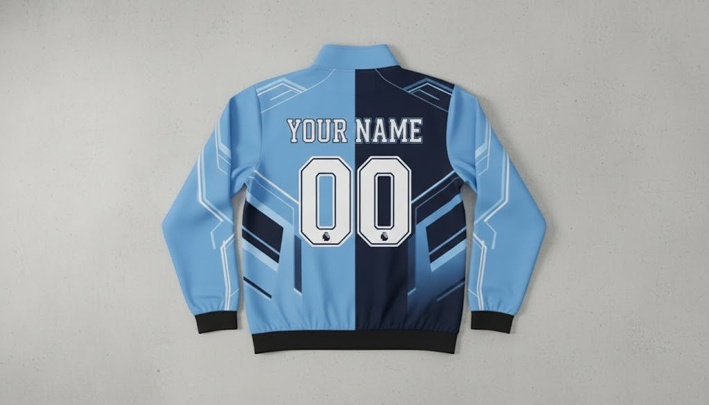Manchester City Bomber Jacket – Two-Tone Split Design Football Track Top