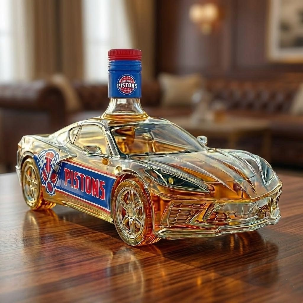 Detroit Pistons Supercar Whiskey Bottle – NBA Collectible Glass Sports Car Liquor Decanter