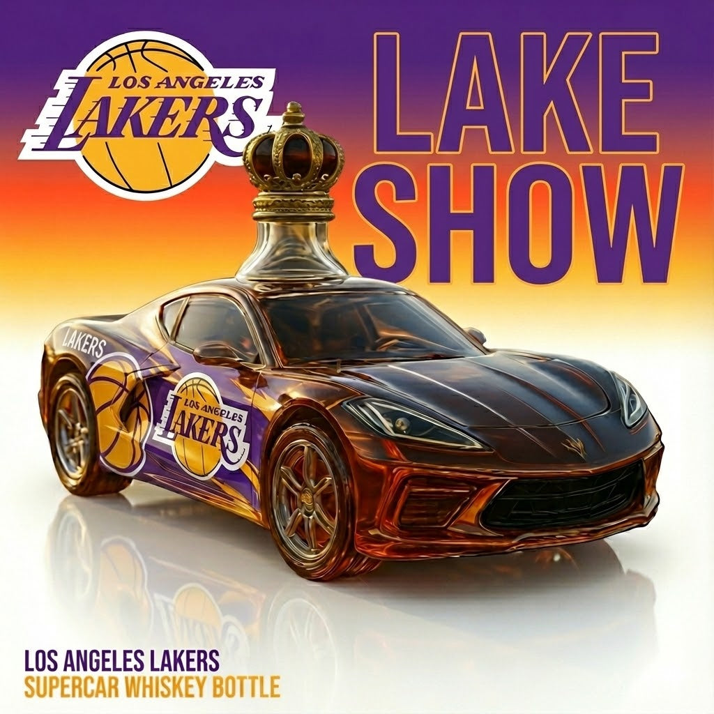 Los Angeles Lakers Supercar Whiskey Bottle – Luxury Sports Car Shaped Decanter with Crown Stopper