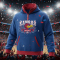 Kansas Jayhawks Quarter Zip Hoodie – Vintage Rock Chalk Mascot Graphic Sweatshirt