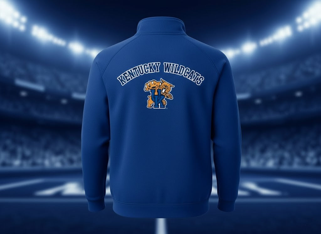 Kentucky Wildcats Quarter Zip Fleece – Vintage Mascot Logo NCAA Pullover Sweatshirt