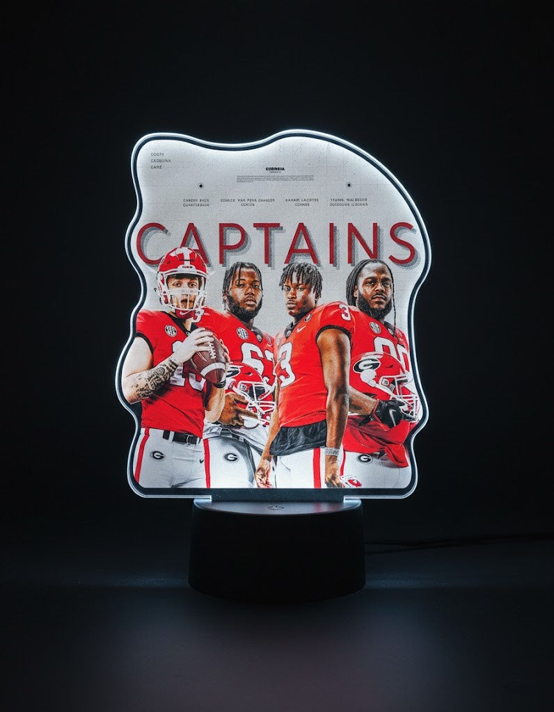 Georgia Bulldogs Captains LED Lamp – 3D Acrylic Football Player Night Light Decor
