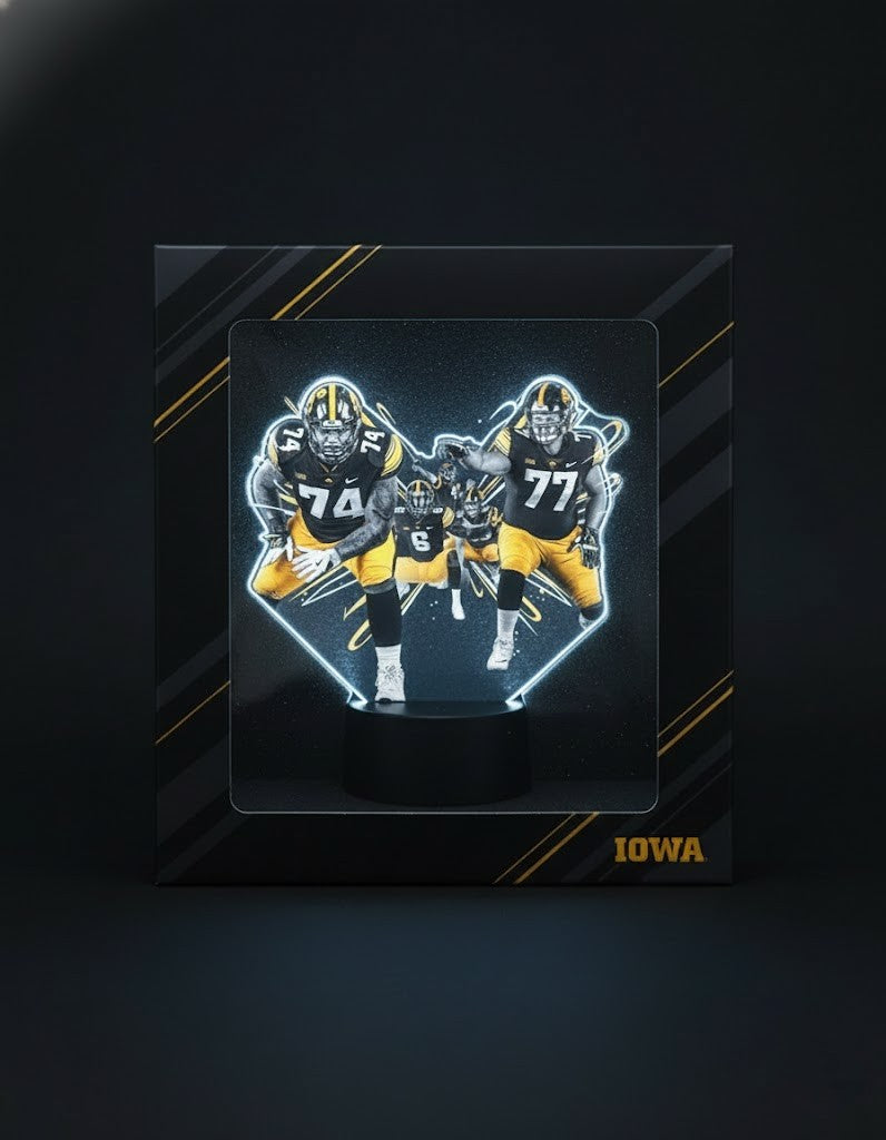 Iowa Hawkeyes Football 3D Lamp – Custom Acrylic LED Night Light, NCAA Fan Gift