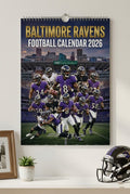 Baltimore Ravens 2026 Football Calendar – Spiral-Bound Wall Decor with Dynamic Player Photo Collage