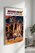 Miami Heat Basketball Calendar 2026 – Spiral-Bound Wall Hanging with Dynamic Player Action Collage