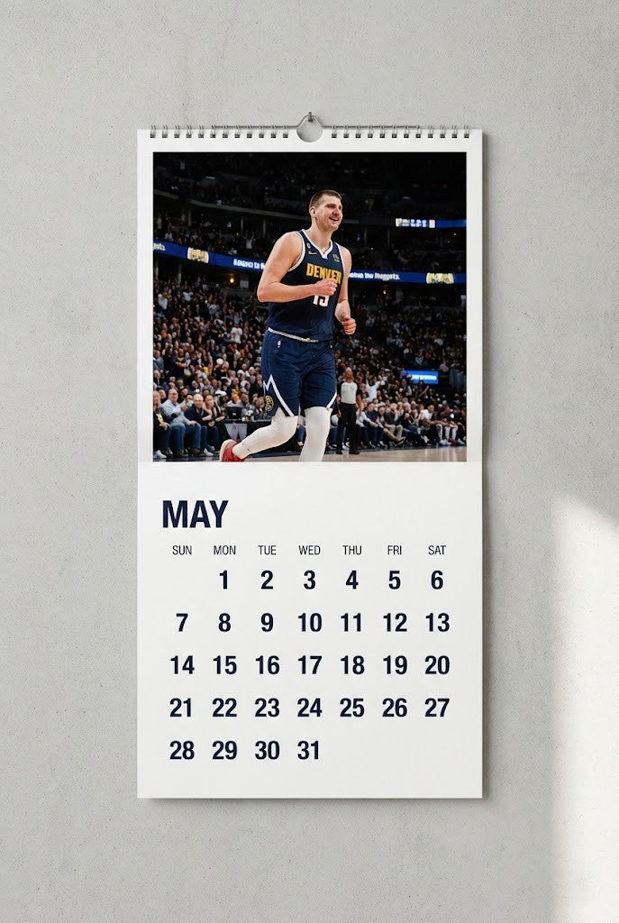 NBA Wall Calendar 2026 – Featuring Superstar Players, 12-Month Hanging Organizer with Glossy Finish