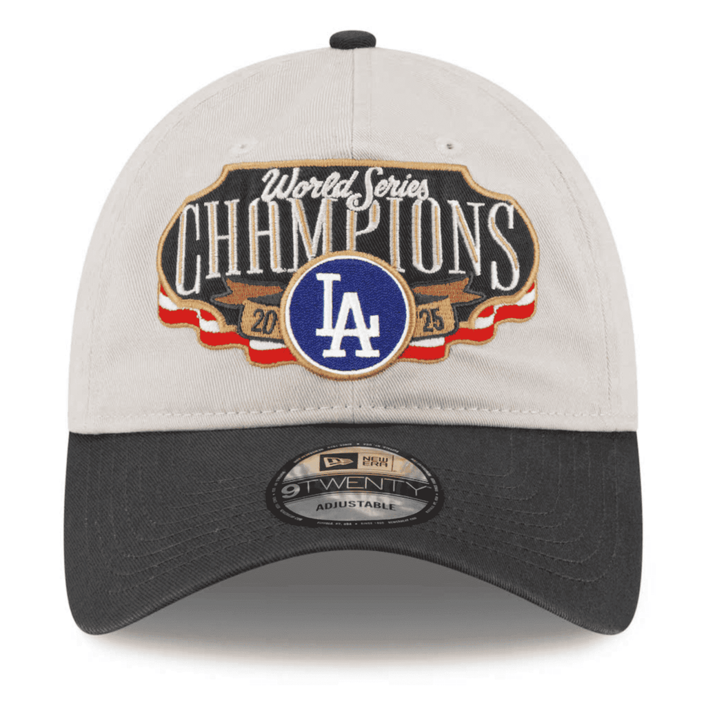 Los Angeles Dodgers 2025 World Series Champions Hat – New Era 9TWENTY Adjustable Cap with Raised Embroidered Patches