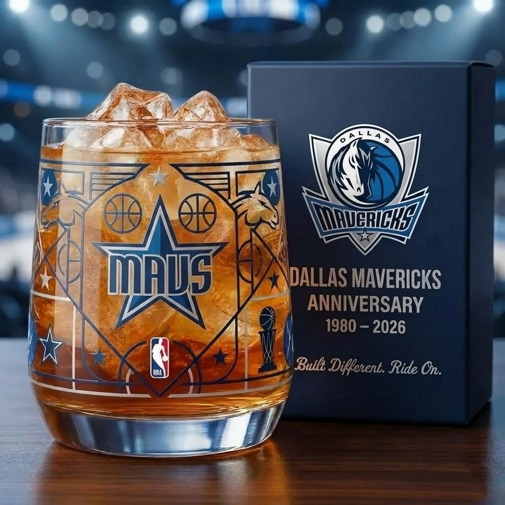 Dallas Mavericks Anniversary Whiskey Glass – NBA Gift Set