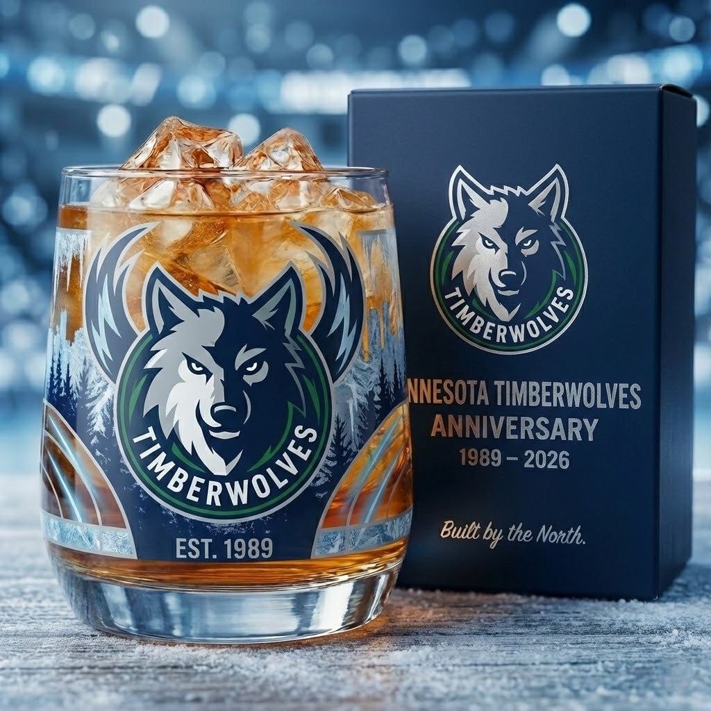 Minnesota Timberwolves Anniversary Whiskey Glass – NBA Gift Set