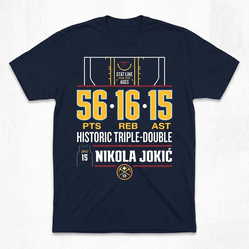 Nikola Jokic Historic Triple-Double T-Shirt – Denver Nuggets Graphic Tee