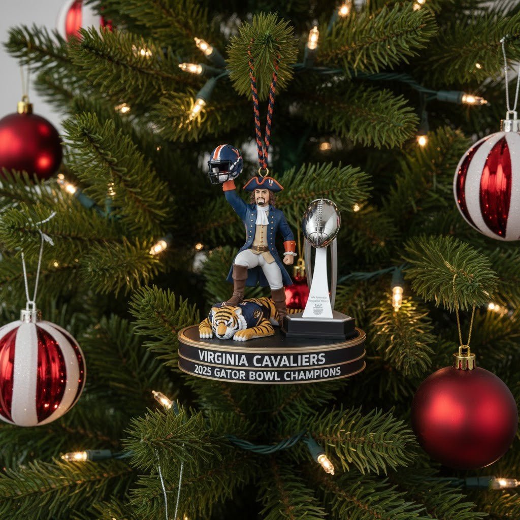 Virginia Cavaliers 2025 Gator Bowl Champions Ornament – NCAA Football Mascot Car Dashboard Figurine