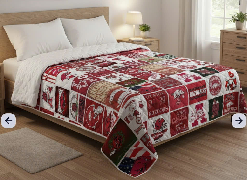 Arkansas Razorbacks Quilt Blanket – NCAA Collage Style Fan Gift