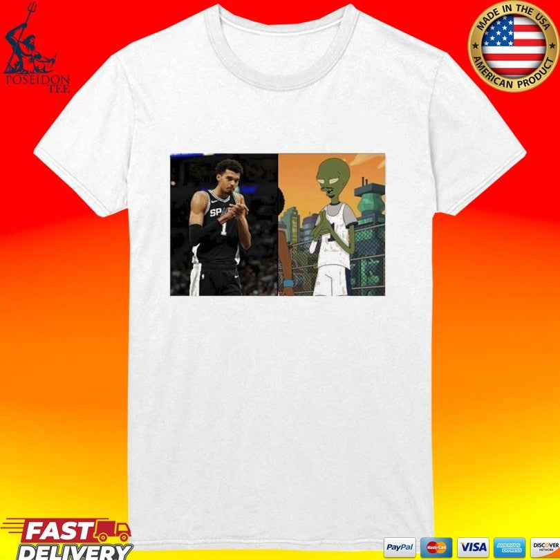 2026 Victor Wembanyama Alien Comparison Meme Basketball Fans Graphic T-shirt