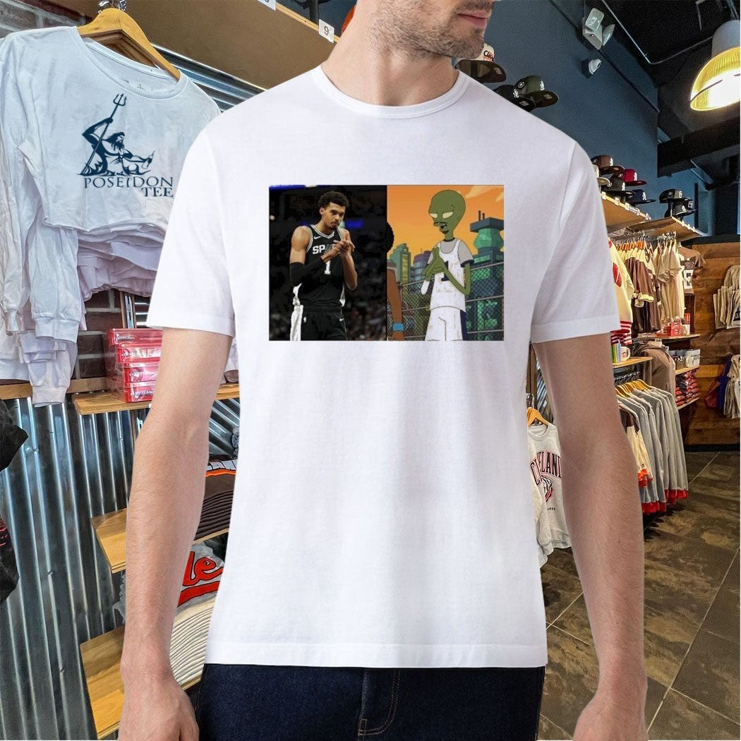 2026 Victor Wembanyama Alien Comparison Meme Basketball Fans Graphic T-shirt