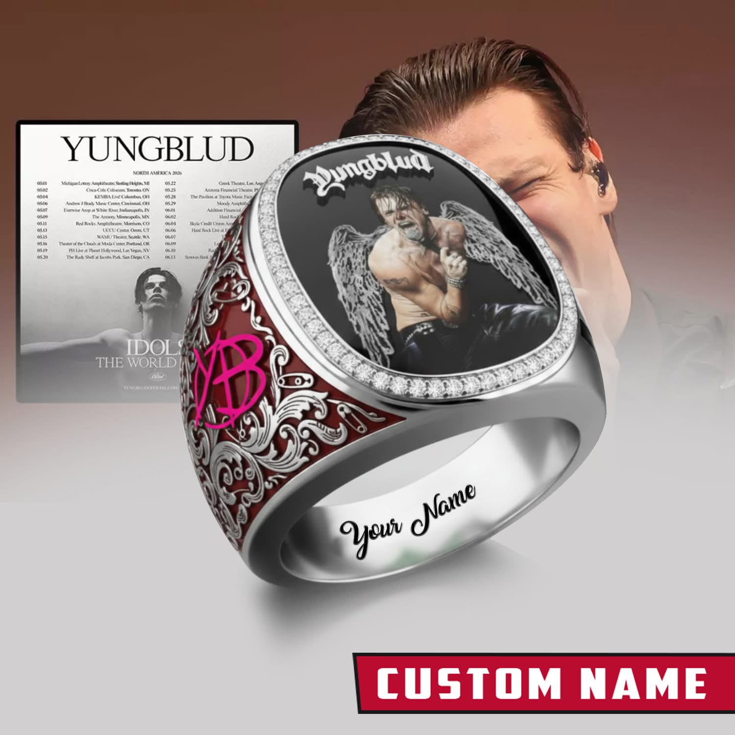 Yungblud Idols The World Tour 2026 Custom Name Ring