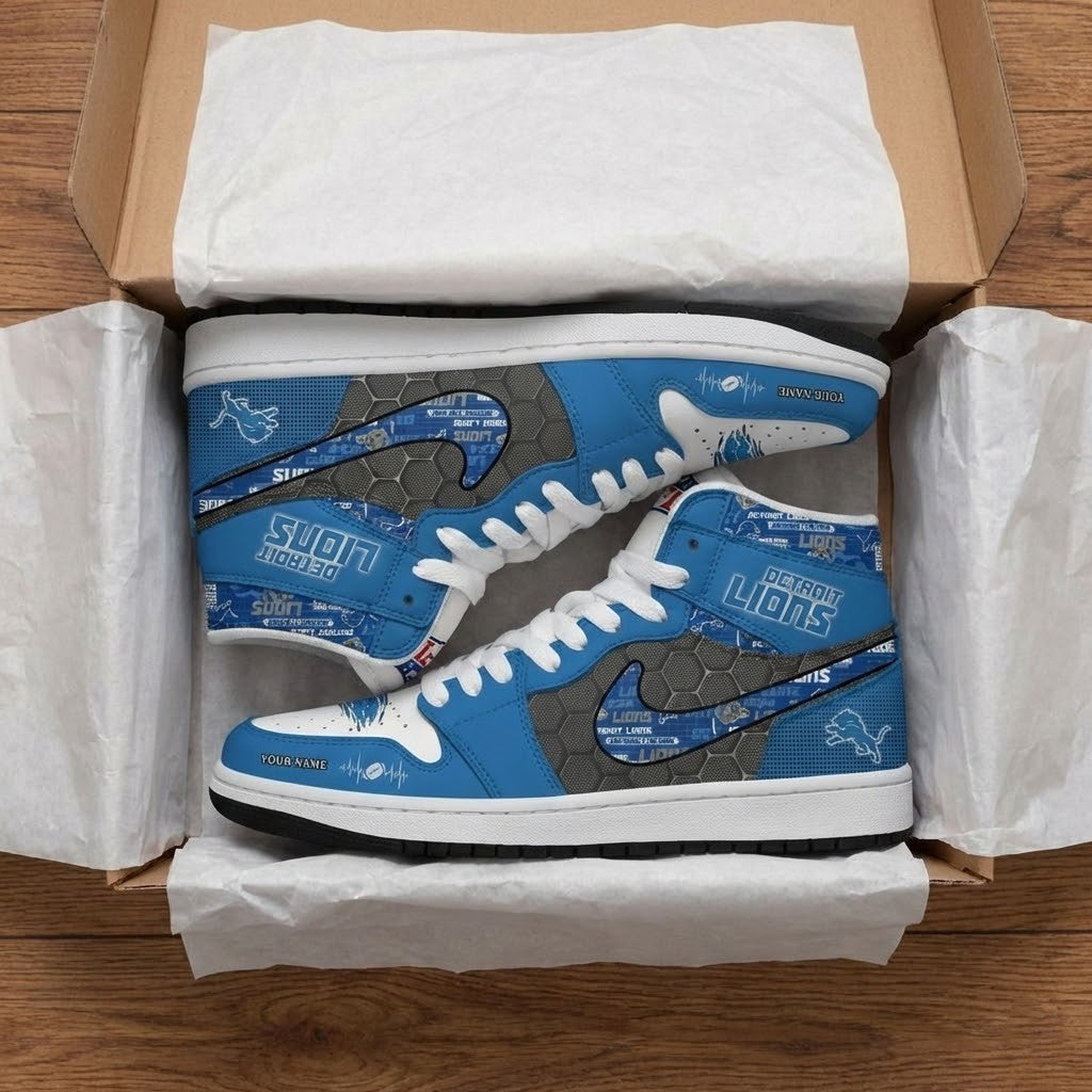 Detroit Lions Custom Name High Top Sneakers