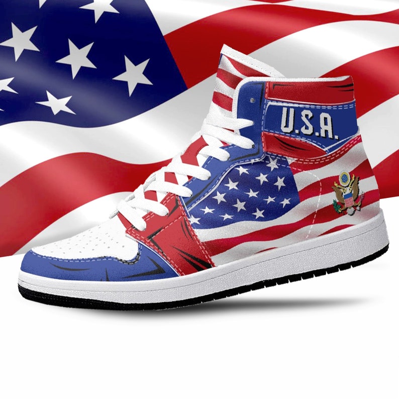 USA Patriotic American Flag Great Seal High Top Shoes