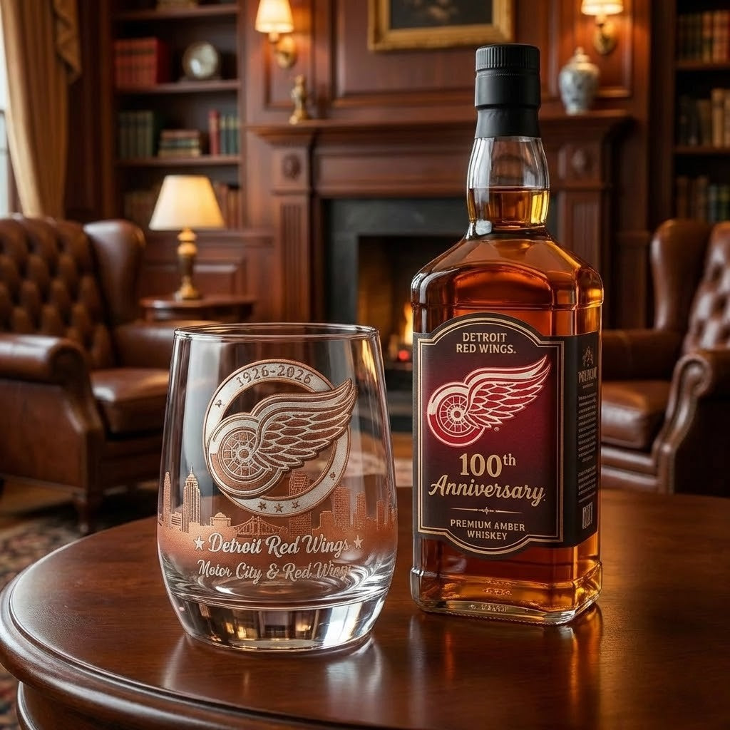 Detroit Red Wings 100th Anniversary 1926-2026 Whiskey Glass