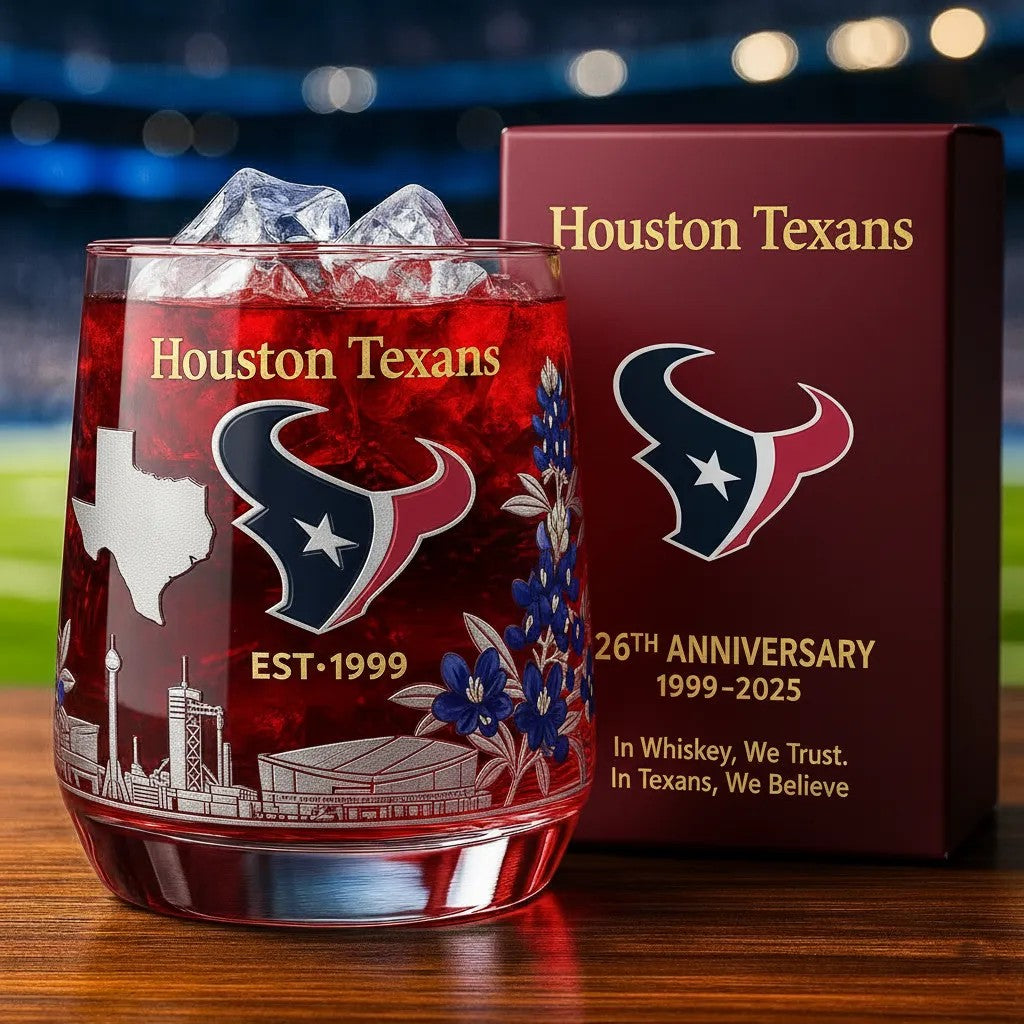 Houston Texans 27th Anniversary Whiskey Glass