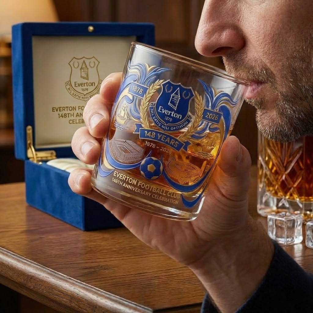 Everton Football Club 148th Anniversary Celebration Whiskey Glass