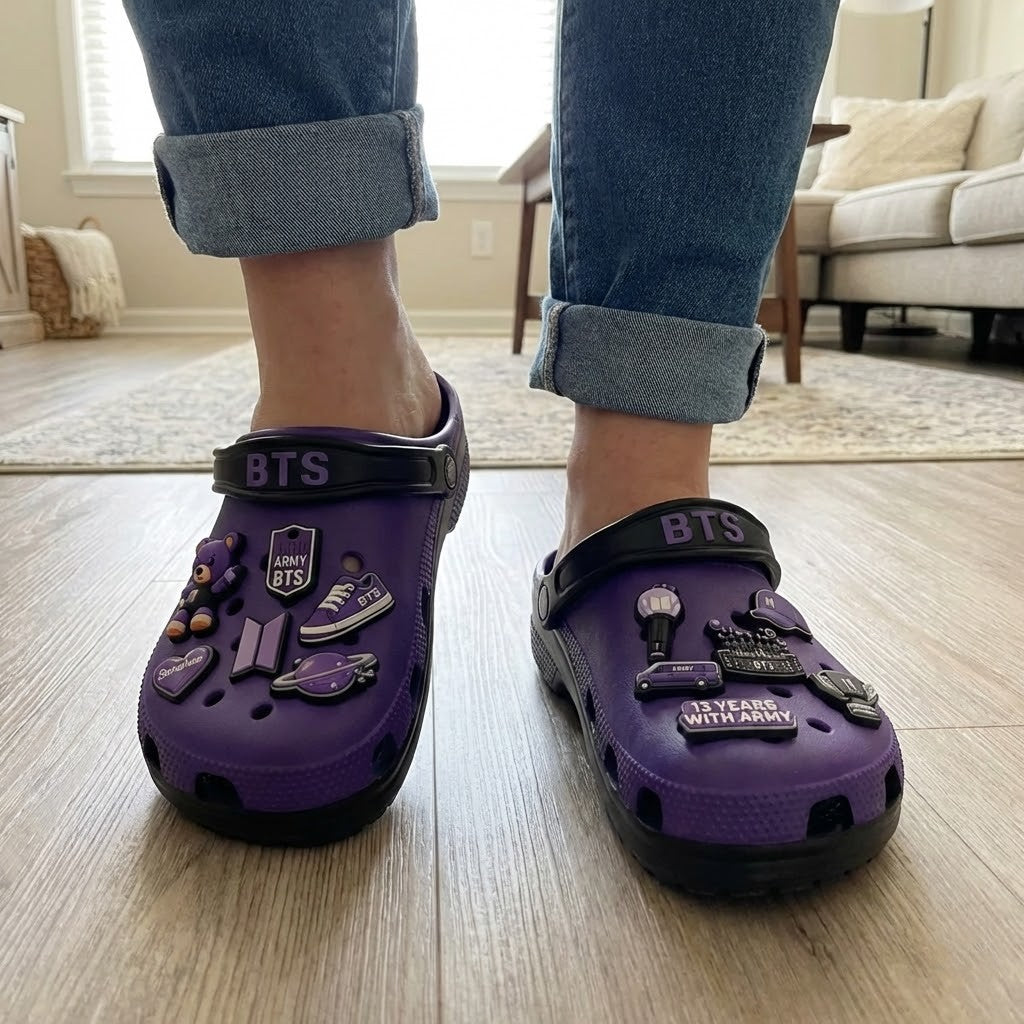 BTS Army Crocs Clogs With Charms