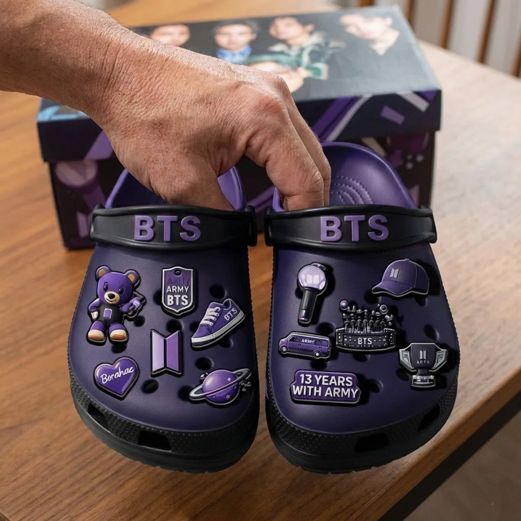 BTS Army Crocs Clogs With Charms