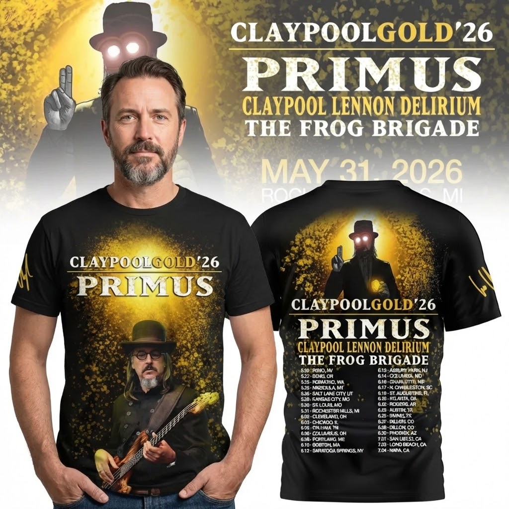 Primus Claypoolgold ’26 Tour Dates T-Shirt