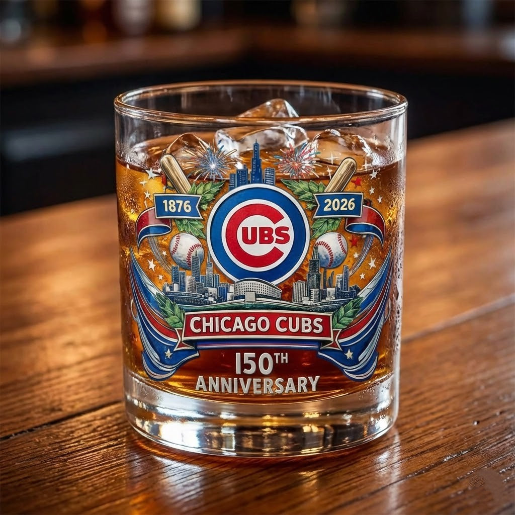Chicago Cubs 150th Anniversary 1876-2026 Whiskey Glass