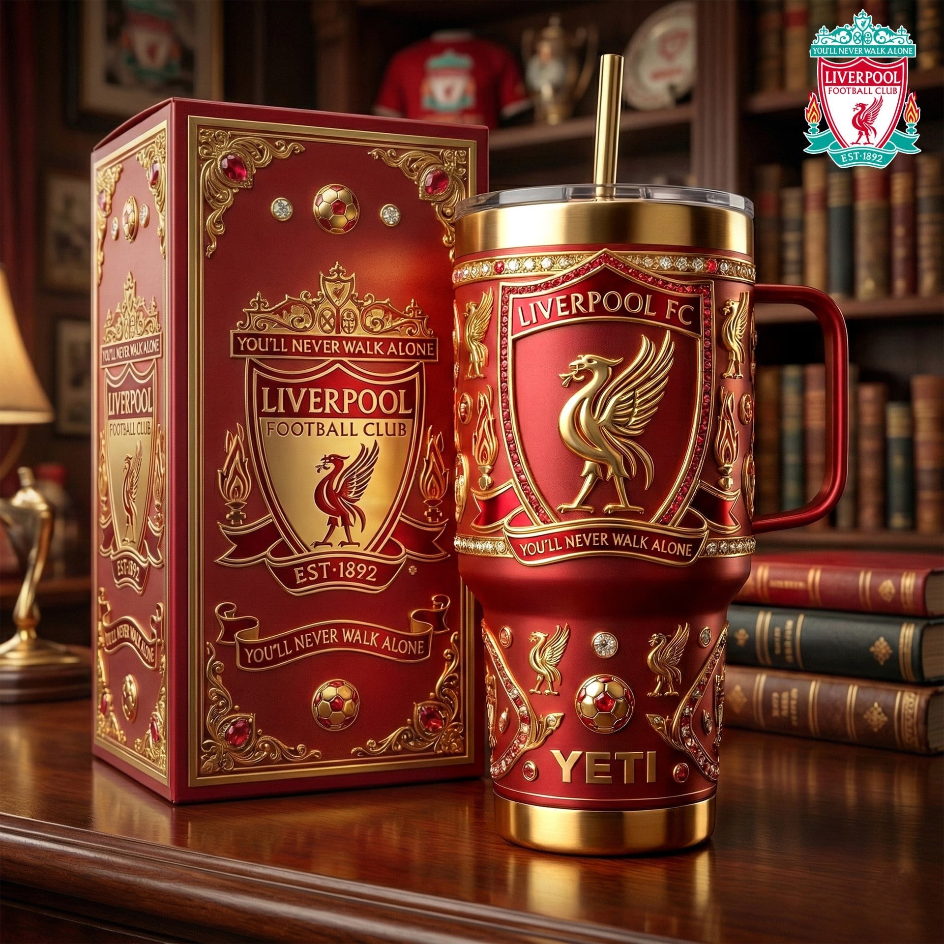 Liverpool FC You’ll Never Walk Alone Embossed Gold Leaf YETI Tumbler