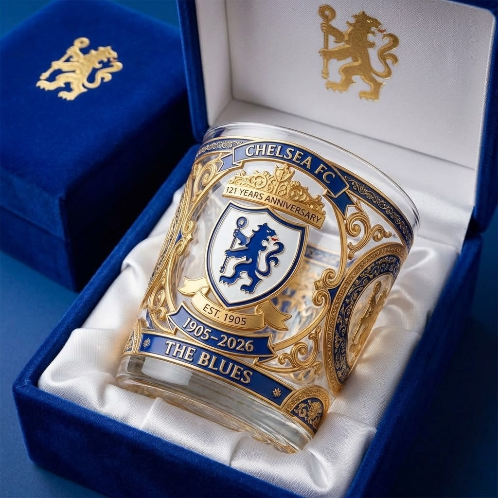 Chelsea FC 121 Years Anniversary 1905-2026 The Blues Whiskey Glass