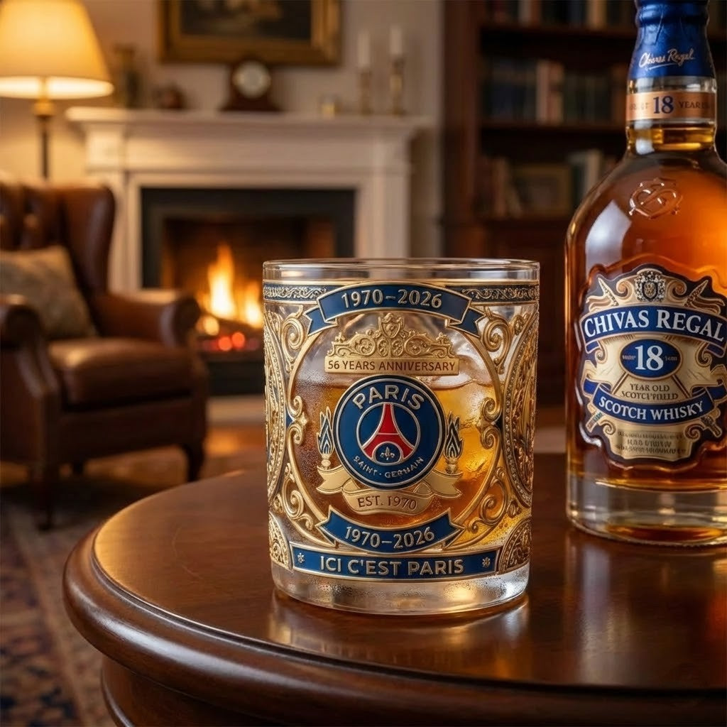 Paris Saint-Germain 56 Years Anniversary 1970-2026 Whiskey Glass