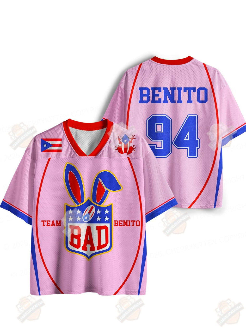 Bad Bunny Team Benito Pink Football Jersey