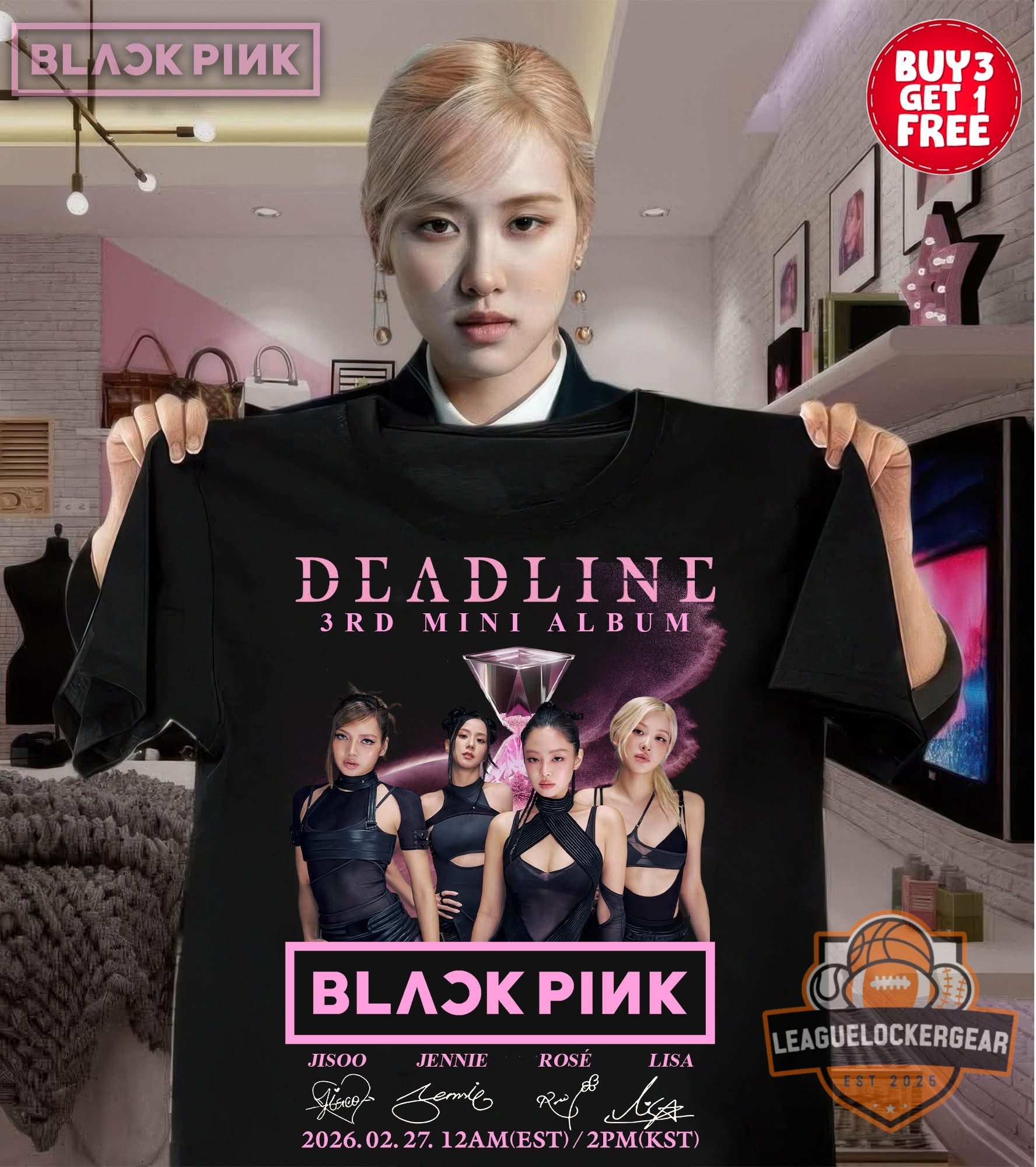 BLACKPINK Deadline 3rd Mini Album Signatures T-Shirt
